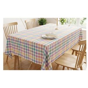 NEW Urban Villa Pastel Buffalo Check Cotton Tablecloth 52x70 Plaid Purple Pink
